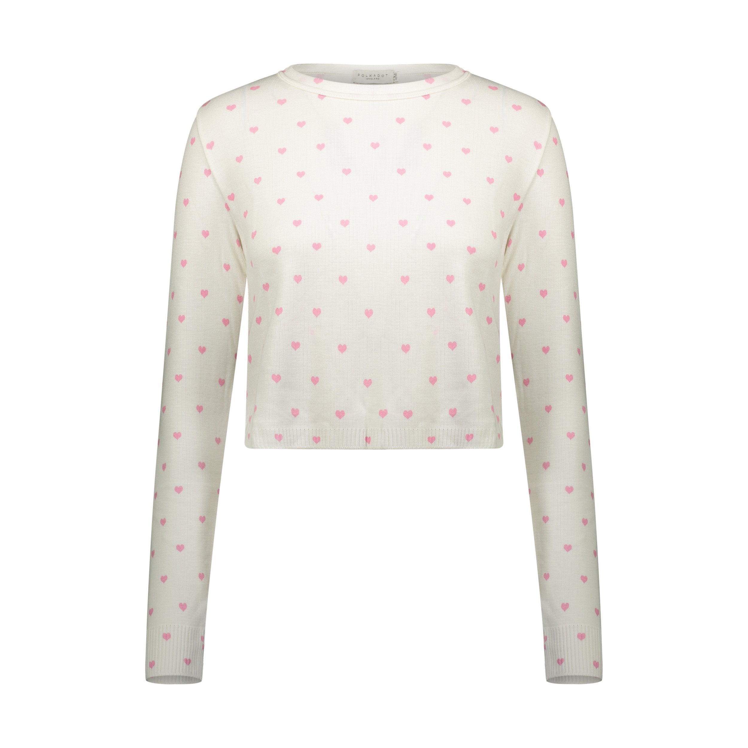 PARKER CROP SLOUCHY Pink Hearts Print