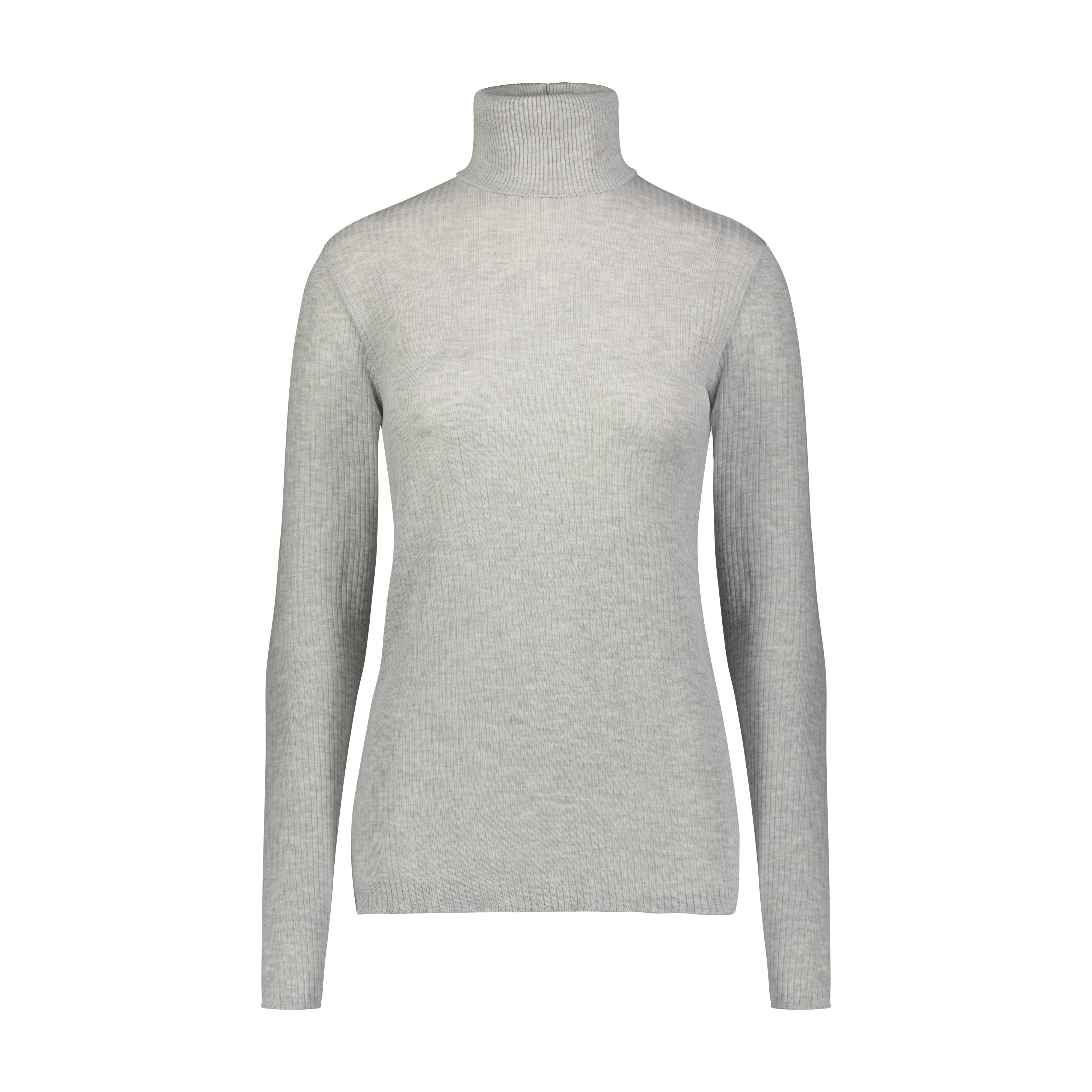 TURTLENECK HEATHER GREY Rib Knit Fitted