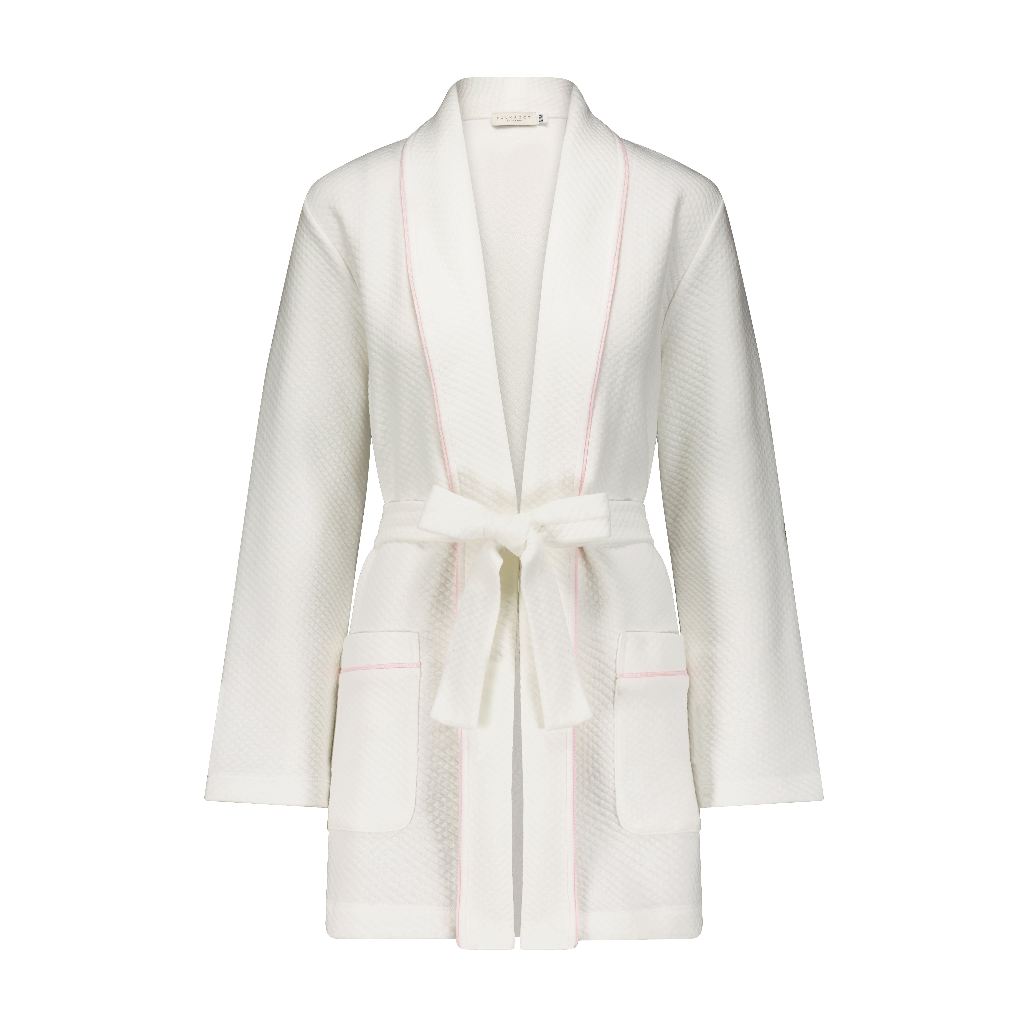 QUILTED SMOKING JACKET /SHORT ROBE White Soft Cotton