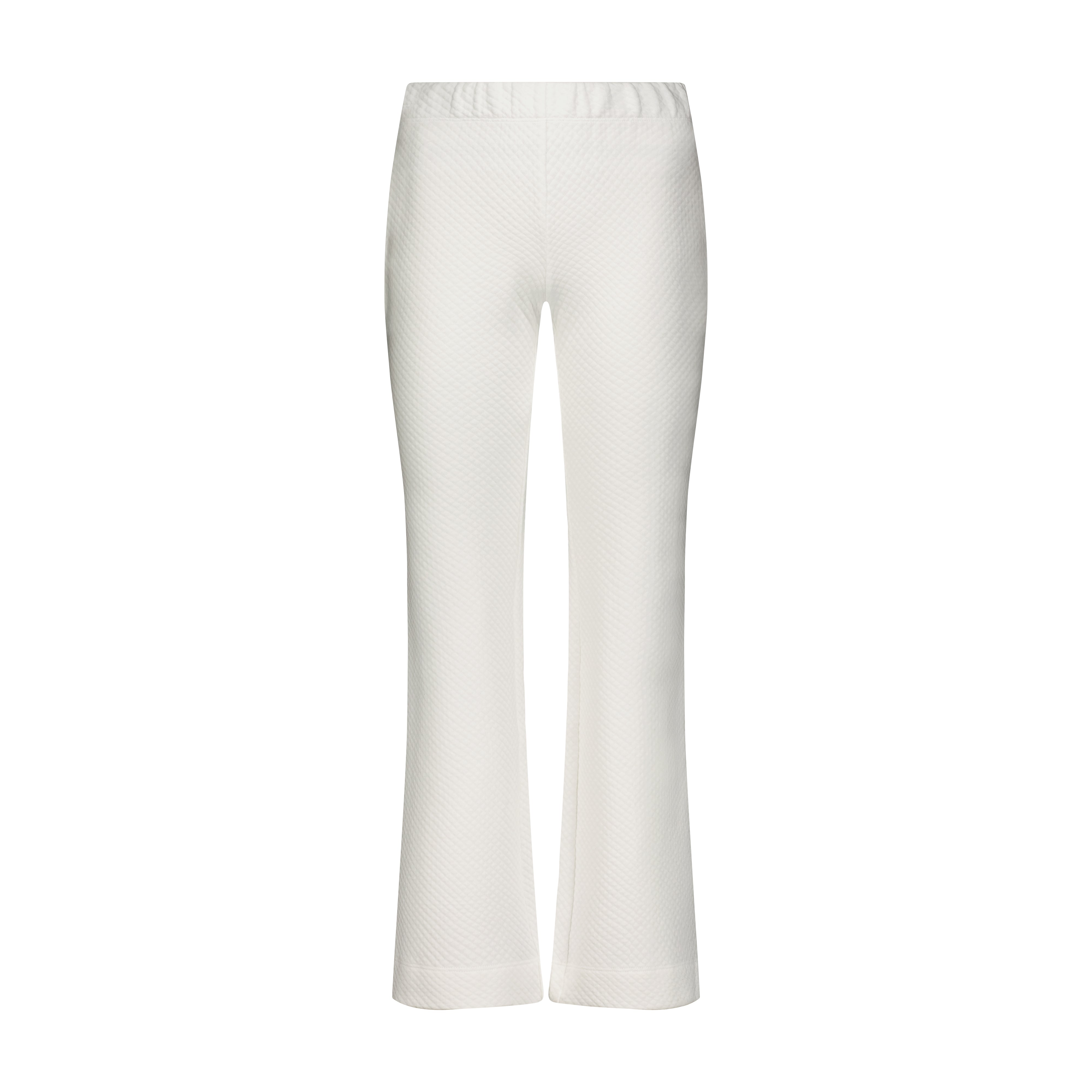 QUILTED SMOKING WIDE LEG PANT White Soft Cotton